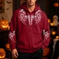 thumbnail image 2 of VeFlora Y2K Graphic Zip Up Hoodie for Men, Long Sleeve Drawstring Oversized Sweatshirt for Daily Wear Party(Red/S), 2 of 4