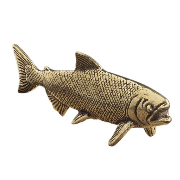 COMPUKAS Ocean-Themed Decorative Animal Sculpture Deep Sea Fish Figurine in Golden Brass Finish, 1 Piece for Home or Office Decor