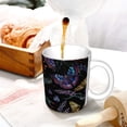 thumbnail image 3 of Yiaed Lavender Flowers Print Ceramics Coffee,Large Handle Design,Extra Large Tea and Coffee Cup for Office and Home Mugs, 3 of 6