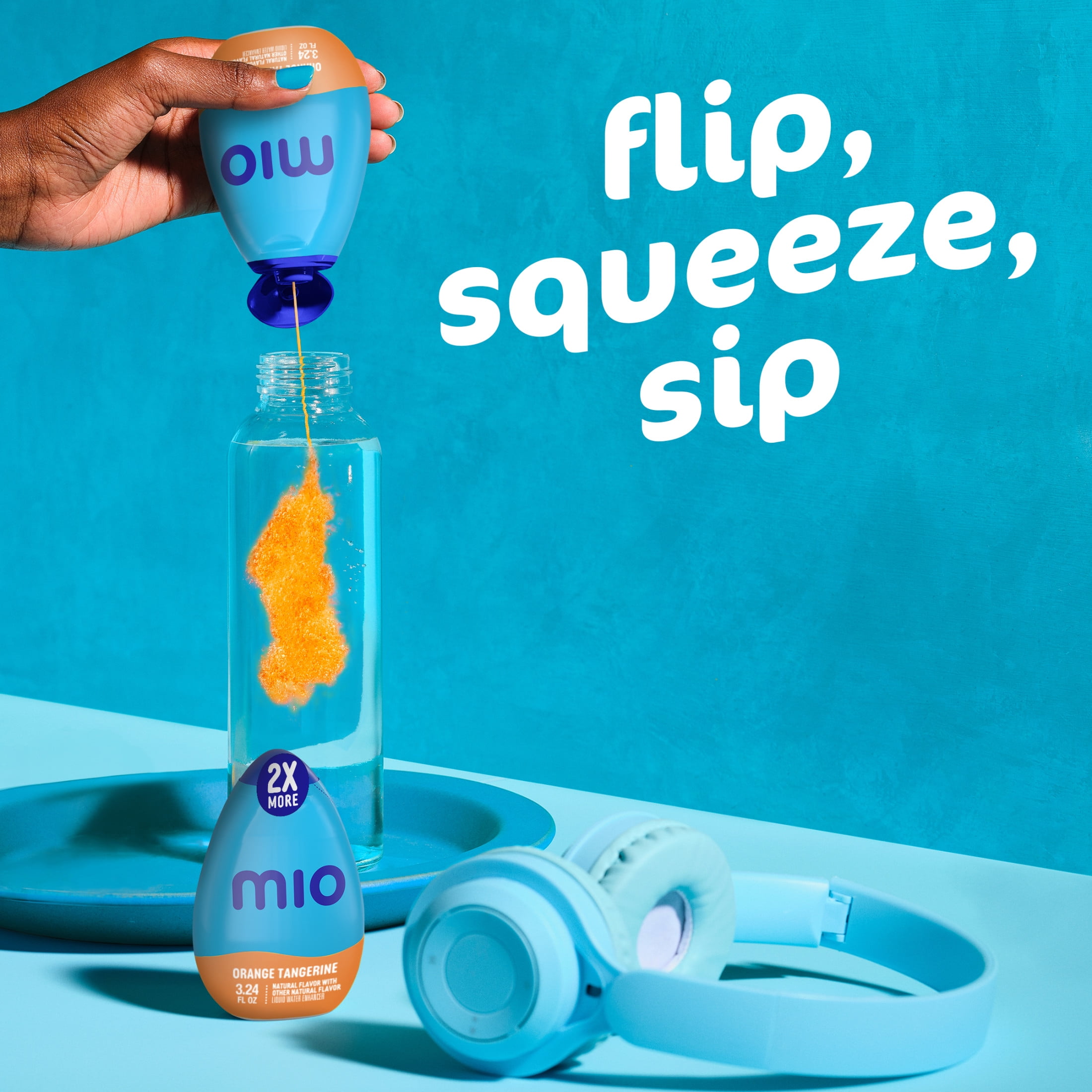 (12 pack) MiO Vitamins Orange Tangerine Sugar Free Water Enhancer with 2X More, 3.24 fl oz Big Bottle, Liquids