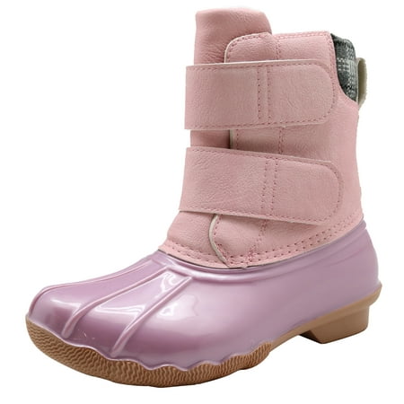 

Blikcon Unisex Kid Girls Boys Waterproof Hook and Loop Duck Boots Rain Boots (Color : Pink Size : 3 Little Kid)