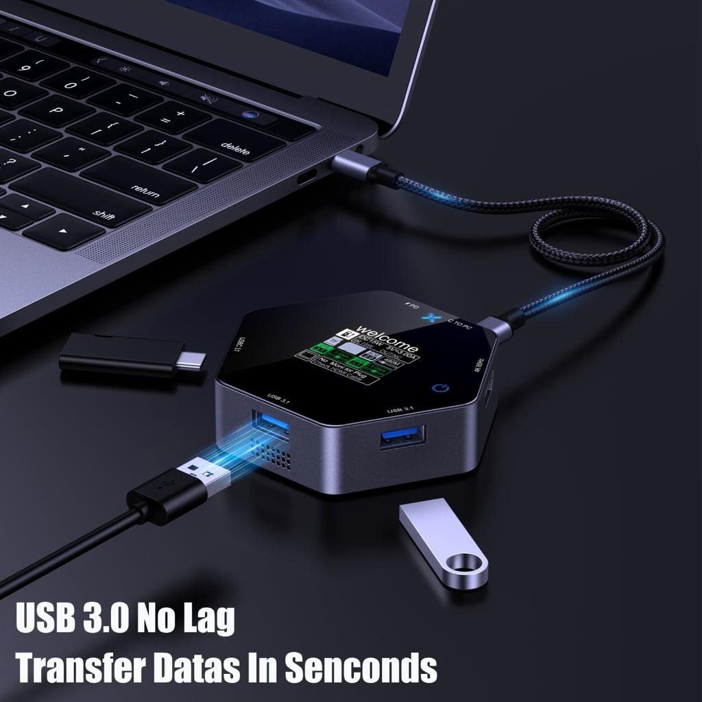 AOOOWER 8 Port USB C Adapter with 4K@60Hz and Fast PD Charging for Travel Office