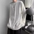 thumbnail image 4 of Camiseta de manga larga holgada de color blanco puro para hombre, prenda interior de moda de otoño, capa base, sensación drapeada, 4 of 4