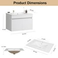thumbnail image 2 of Wall Mounted Bathroom Vanity with White Ceramic Basin & 2 Soft Close Doors White - 24" L, 2 of 5
