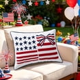 thumbnail image 6 of Flag Bow Lumbar Pillow, Red White Blue Patriotic Throw Pillow, 4th of July Home Decor Cushion, 6 of 6