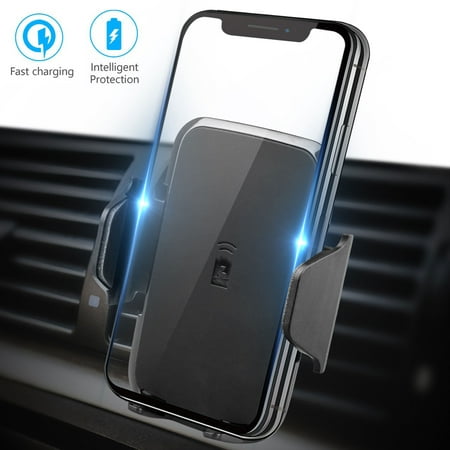 Qi Wireless Car Charger Air Vent Mount, Car Stand Phone Holder, Quick Fast Charge for Samsung Galaxy S9/S8/S7 Plus/Note 9 8, Standard Charge for iPhone XS/XR/X/8/8 Plus and Qi Enabled