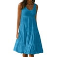 thumbnail image 1 of adviicd Robes pour Femmes Robe Longue Décontractée Ample Unie Sans Manches d'Été Plage Bleu Clair,L, 1 of 4