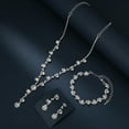 thumbnail image 2 of Sdmnsg-T Elegant Bridal Necklace Earrings Bracelets Leaves Shape Wedding Prom Dress Accessories Rhinestones Jewelry Sets for Bride Bridesmaid, 2 of 18