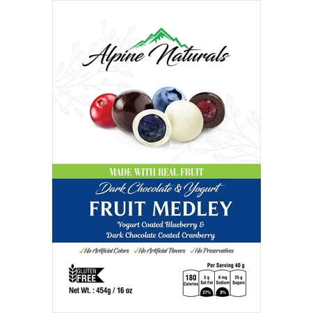 Cranberry White Chocolate - Alpine Naturals Fruit Medley Dark Chocolate Cranberries & Yogurt Blueberries, 16 Ounce