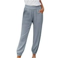 thumbnail image 1 of Fashion Women Plus Size Drawstring Casual Solid Elastic Waist Pocket Loose Pants, 1 of 6