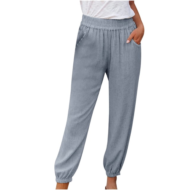 Fashion Women Plus Size Drawstring Casual Solid Elastic Waist Pocket Loose Pants