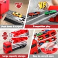 thumbnail image 4 of Flooyes Carrier Truck Toys for Kids, Transport Race Trucks Set, W/ Deform Folding Track & 12 Race Cars, Toys for 3-8 Years Old Toddler Car Set Gifts for Boys and Girls(Red), 4 of 7
