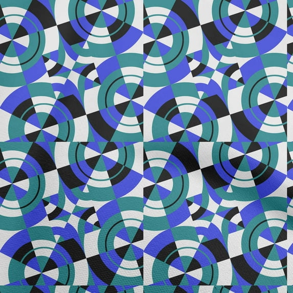 oneOone Cotton Cambric Teal Green Fabric Geometrical Craft Projects Decor Fabric Printed By The Yard 42 Inch Wide