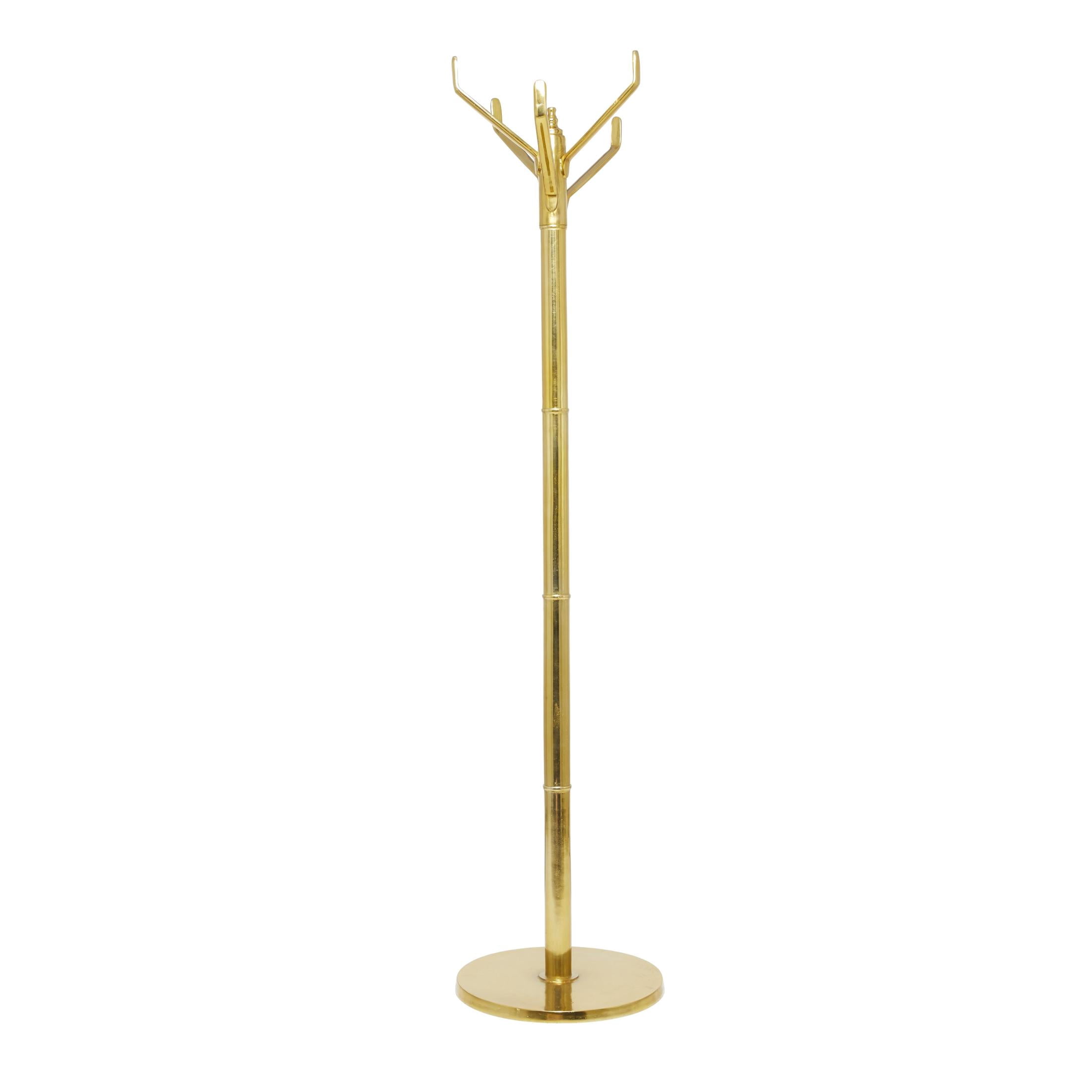 DecMode 15" x 69" Gold Aluminum Metal Sleek 4 Hook Coat Rack, 1-Piece