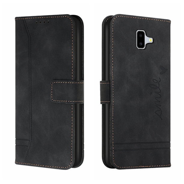 Funda con tapa estilo vintage para Samsung J6 Plus, ranura para múltiples tarjetas, protección total, estilo retro, material PU+TPU