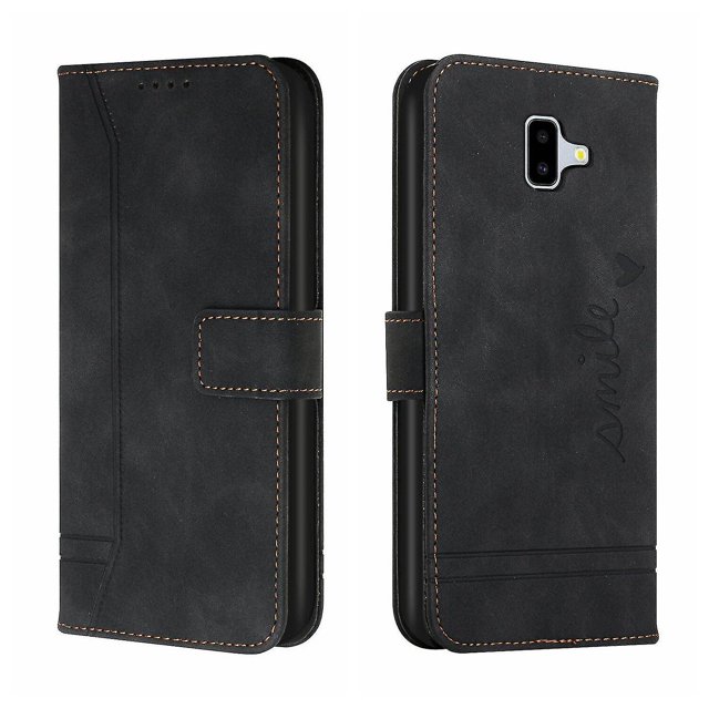 Funda con tapa estilo vintage para Samsung J6 Plus, ranura para múltiples tarjetas, protección total, estilo retro, material PU+TPU