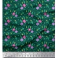 thumbnail image 3 of Soimoi Moss Georgette Fabric Leaves & Periwinkle Floral Print Fabric by Yard 42 Inch Wide, 3 of 3