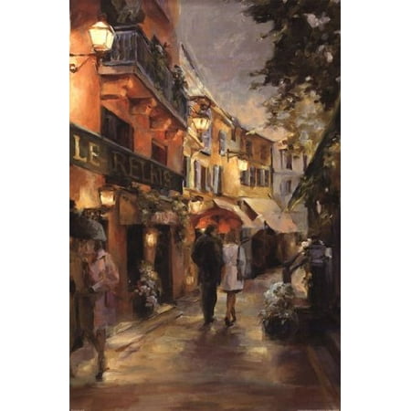 - Evening Paris by Marilyn Hageman 36x24 Art print Poster Vintage Romantic Street Cityscape landscape