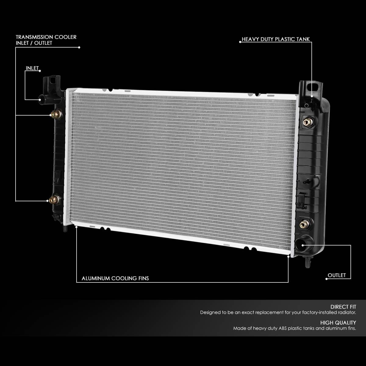 DNA Motoring For 99-13 Chevy Silverado GMC Sierra Suburban Tahoe 34" Core Radiator DPI 2370