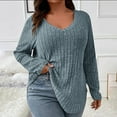 thumbnail image 5 of Hfyihgf Womens Plus Size Tops Lightweight Long Sleeve Sweaters Curved Hem Basic Shirts V Neck Tunics CasualT Shirt for Spring Fall(Dark Gray,4XL), 5 of 9
