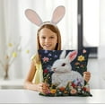 thumbnail image 2 of Easter Bunny Egg Print Pillowcase with Embroidery, Polyester Holiday Pillow Cover, 2 of 6