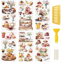 6 Sheets Rub On Transfer Sticker, Afternoon Tea Dessert Sticker Decal for DIY Scrapbooking Photo Albums Furniture, 15 * 30cm
