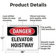 thumbnail image 2 of (2 Pack) Elevator Hoistway OSHA Danger Sign 18 Inch X 12 Inch Indoor / Outdoor Rust-Free Aluminum Metal Signs for Workplace, Workshop, and Construction Site, Made in the USA, 2 of 8