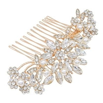 Rose Gold Wedding Hair Comb With Pearls and Crystals Wedding Hair Accessories Bridal Headpiece Or For Parties (Gold)