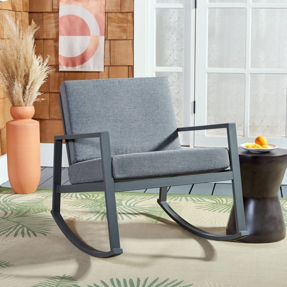 SAFAVIEH Cantor Outdoor Patio Rocking Chair, Grey