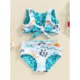 thumbnail image 2 of ZAXARRA Toddler Girl Two Piece Swimsuits, Sleeveless Cartoon Print Knot Back Tops + Bikini Bottom Set, 2 of 8