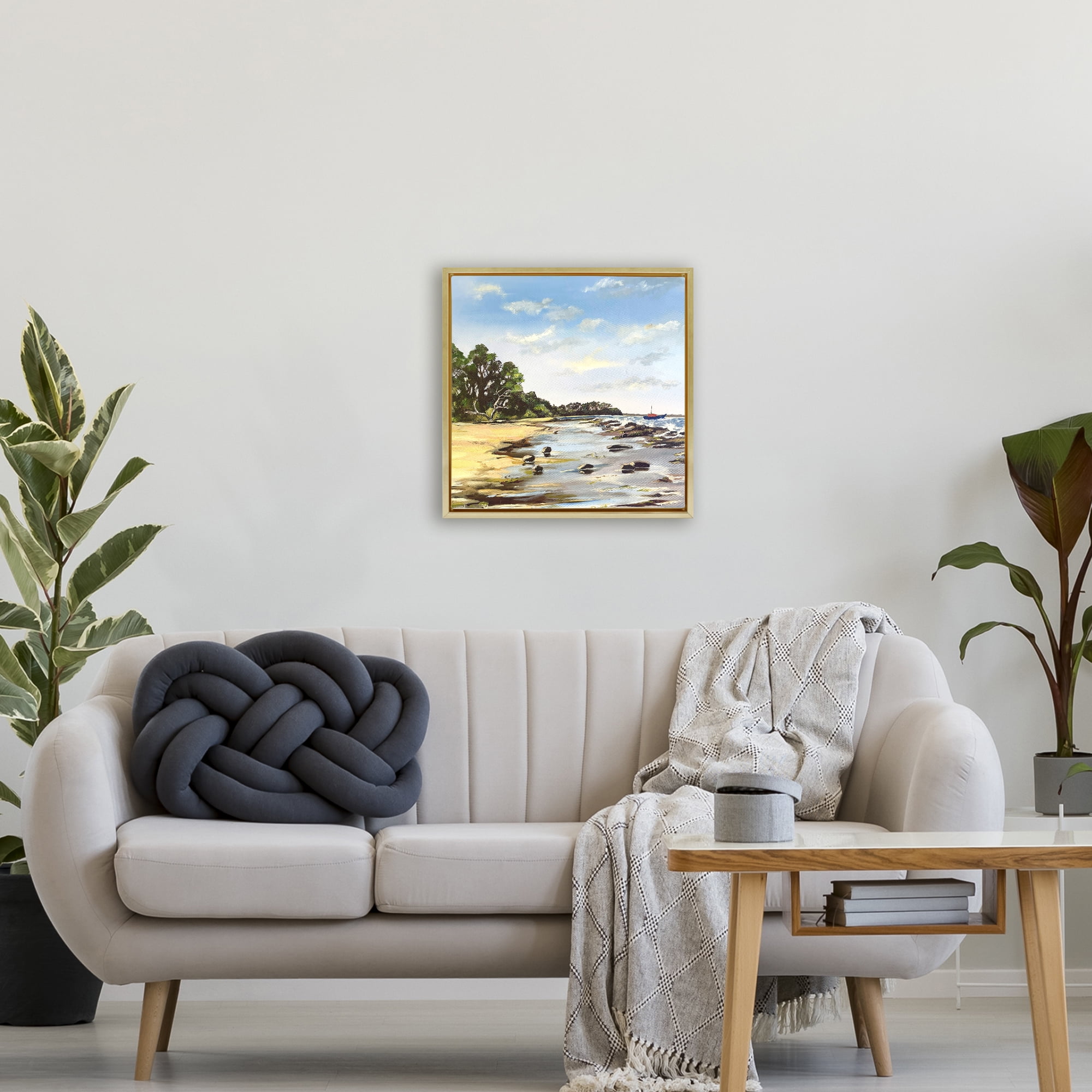 Low Tide Seascape Gold Framed Floater Canvas Wall Art, design by Patricia Reynolds