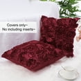 thumbnail image 3 of PiccoCasa Decorative Throw Pillow Covers 3D Satin Rose Flower Shells Cushion Covers, 2Pcs, 16"x16" Red Burgundy, 3 of 7