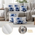 thumbnail image 6 of Blue Floral Spring Outdoor Waterproof Pillow Covers, Vintage Verdant Flower Patterns Decorative Square Throw Pillowcase Sofa Cushion Sham for Patio/Couch/Chair, 20"x20" 2 Pack, 6 of 8