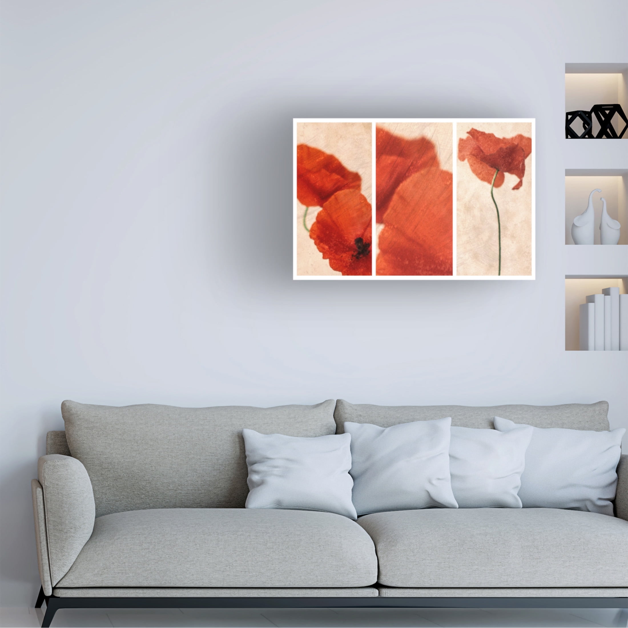 Canvas Wall Art - Nel Talen 'Three Red' Wall Art for Living Room, Bedroom, or Office Décor by Trademark Fine Art - 47 x 30 Inches
