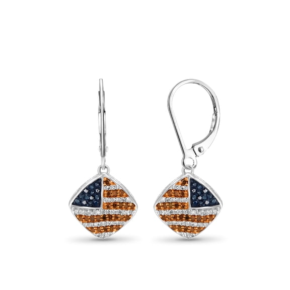 1/3 Carat T.W. Multi-Color Diamond Sterling Silver American Flag Earrings