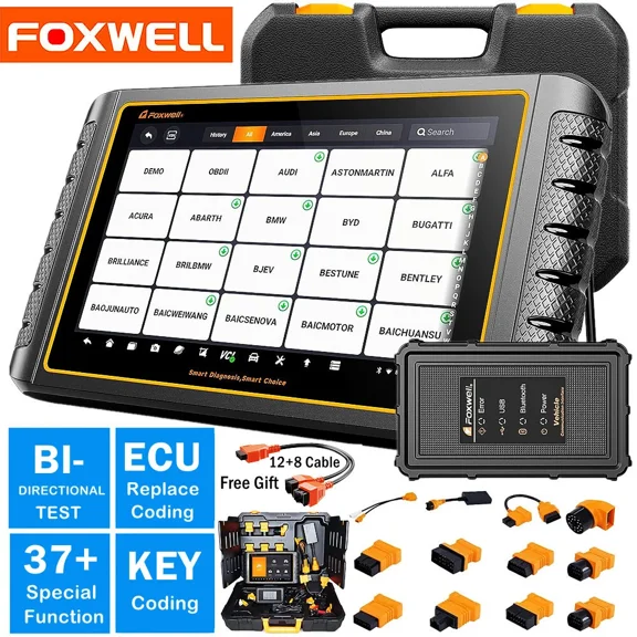 FOXWELL GT75 OBD2 Scanner  10" Bidirectional Diagnostic Scan Tool with 37  Resets, Full System Diagnostic Key IMMO ECU Cod-ing