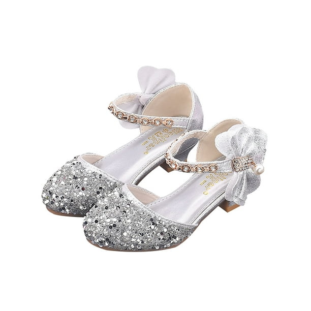 Kidpika Kidpika Kids Girls Sequin Bowknot Princess High Heel Shoes Kids Glitter Dance Party Performance Wedding Shoes Walmart Com Walmart Com