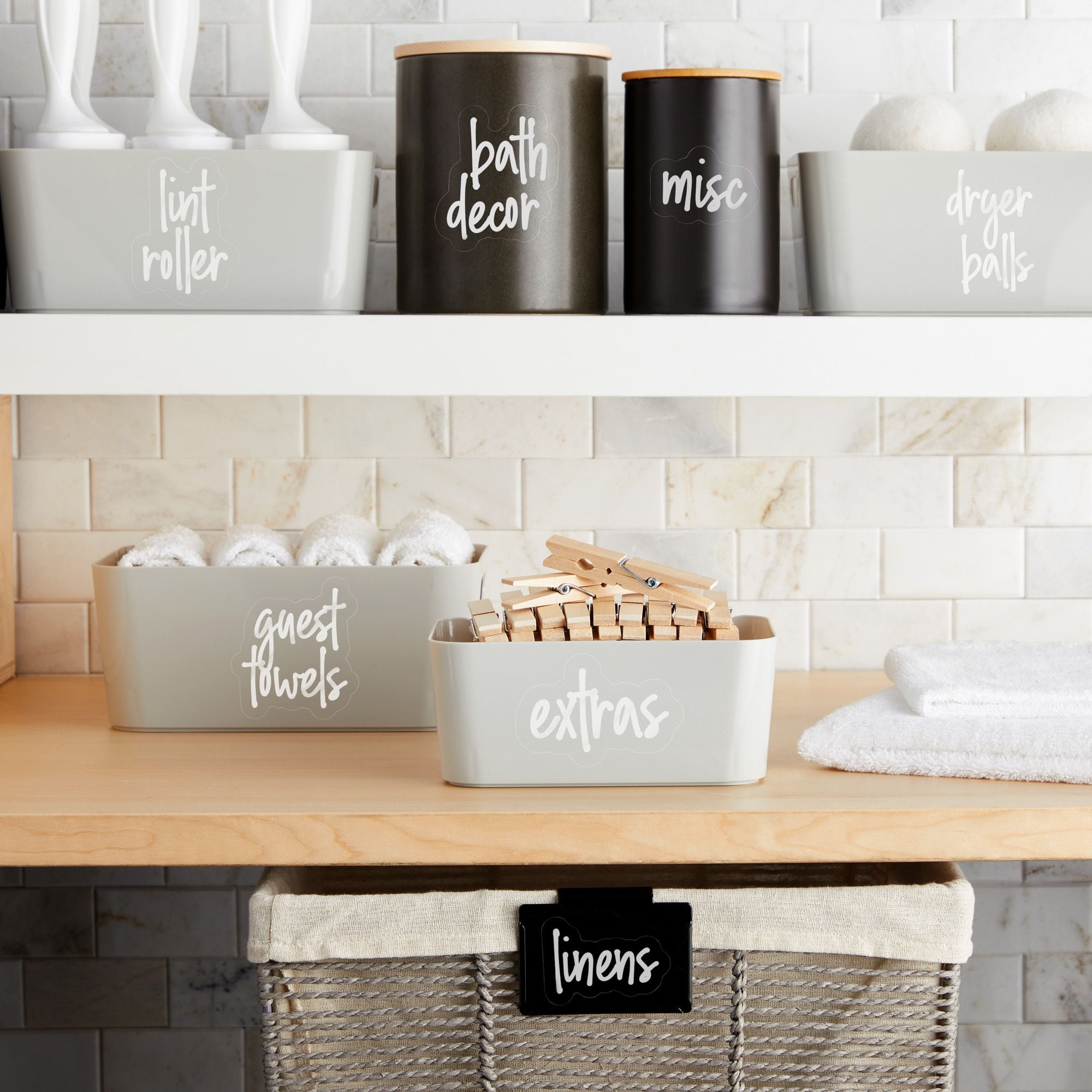 144 Minimalistic Laundry Room Labels for Glass Jars, Preprinted Linen  Closet Stickers for Containers, Bathroom Organization - On Sale - Bed Bath  & Beyond - 38239842