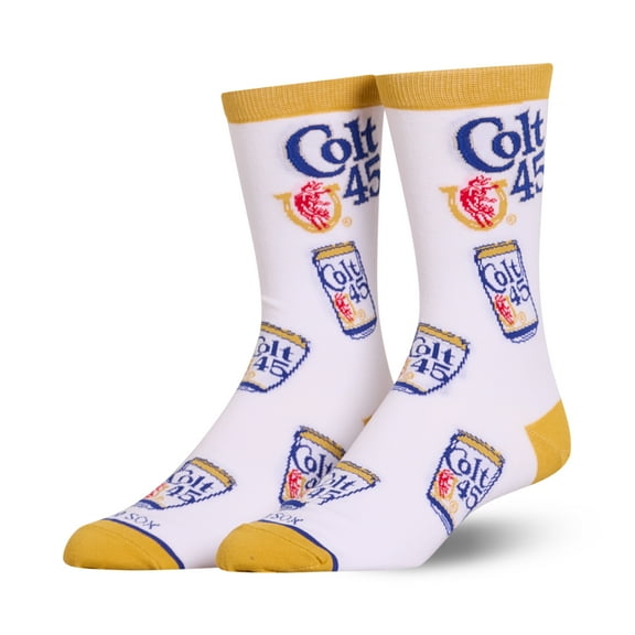 Cool Socks – Colt 45 Cans Crew Socks – Size Large for Men & Women – Retro Beer Can Graphic – Comfy