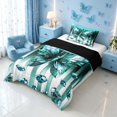 thumbnail image 2 of Homewish Glowing Butterfly Twin Comforter Sets for Girls, Bling Stars Diamonds Bedding Set, Cyan White, Black Reversible, 2pcs 1 Comforter and 1 Pillowcase, 2 of 6