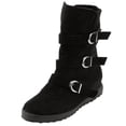 thumbnail image 6 of Winter Boots for Womens,Low Heel Slip On Casual Ankle Boots with Ring Buckle and Side Zipper Buckle Winter Bootie Black Women Sandal, 6 of 7