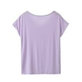 thumbnail image 4 of JUUYY V-Neck Summer T Shirts for Women Modal Solid Slim-Fit Short Sleeve Tops Casual Tee for Women Purple L, 4 of 6
