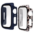 thumbnail image 1 of 2 Pack Hard PC Case with Tempered Glass Screen Protector Compatible with Apple Watch SE Series 6 Series 5 Series 4 40mm original blue and brown leopard, 1 of 5