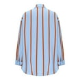 thumbnail image 4 of Women's Long Sleeve Basic Shirts Stripe Lapel V Neck Button Down Work Shirt Fall Tops Outfits Clothes 2025, 4 of 8