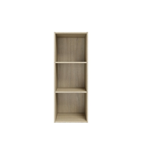 31.5 in. Tall Natural Oak Wood 3-Shelf Etagere Bookcase