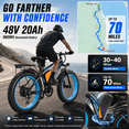 thumbnail image 3 of EOEOTWO 26" x 4.0 Fat Tire Electric Bike for Adults, Powerful Motor, 48V 20Ah Removable Battery, Long Range 7-Speed Mountain E-Bike for Off-Road, UL2849, 3 of 12