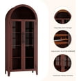 thumbnail image 6 of Farmhouse 5 Tier Bookcase Display Shelf, with Adjustable Shelf and 2 Large Glass Doors, Arched Kitchen Pantry Cabinet, Versatile Storage Cupboard, Walnut, 6 of 8