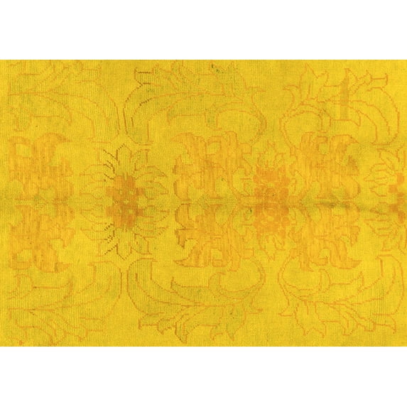 Ahgly Company Machine Washable Indoor Rectangle Abstract Yellow Modern Area Rugs, 8' x 12'