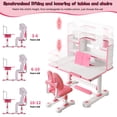 thumbnail image 6 of Rlietter Kids Study Desk & Chair Set Ergonomic Adjustable Height 0-50° Tilt Desktop Spacious Surface with Drawer & Hook Sturdy Metal Frame, 6 of 9