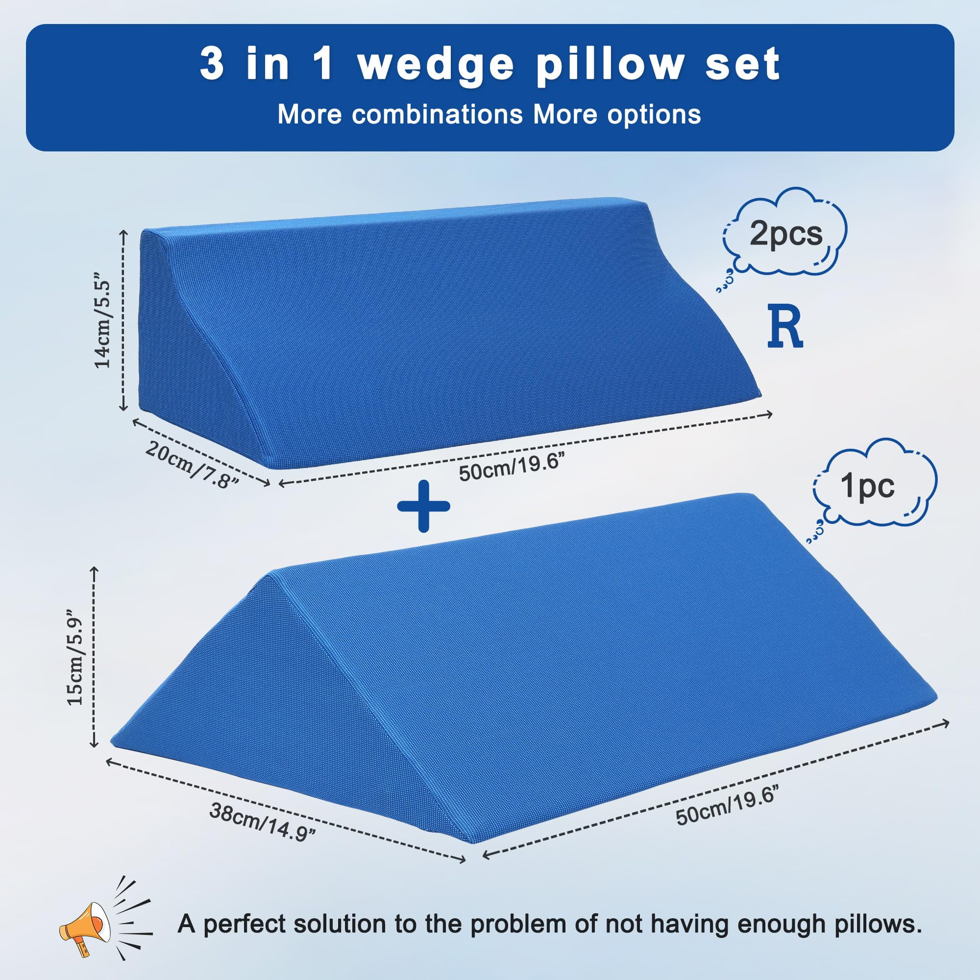 Bed Wedges & Body Positioners (3 In 1)  40 Degree For Positioning Pillows Wedge Pillow Side Sleeping After Knees Elevated
